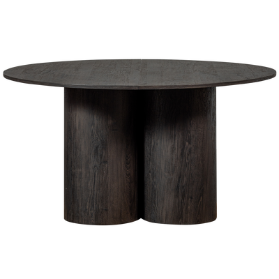 Oona eettafel rond met 3-poot mdf donkerbruin o140 cm