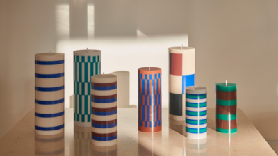 HAY kaars Column Small - Green &amp; Brown