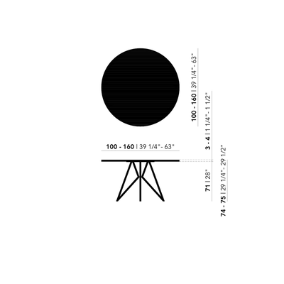 Studio HENK tafel Butterfly Rond Tripod - zwart frame, zwarte beits