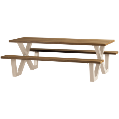 Tablo tuin picknicktafel ayous zand x-poot metaal [fsc]