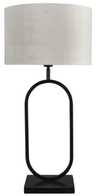 Tafellamp Rico groot zwart + kap 35/35/22 Alice velours smoke ( taupe binnenkant )