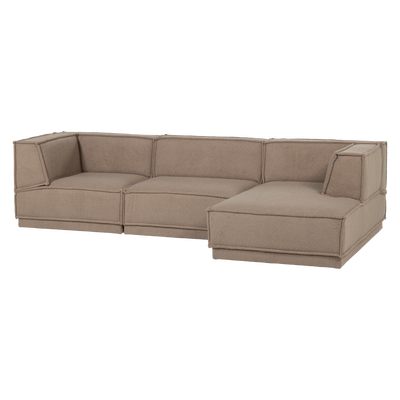 Manu chaise longue bank rechts velvet bruin [fsc]