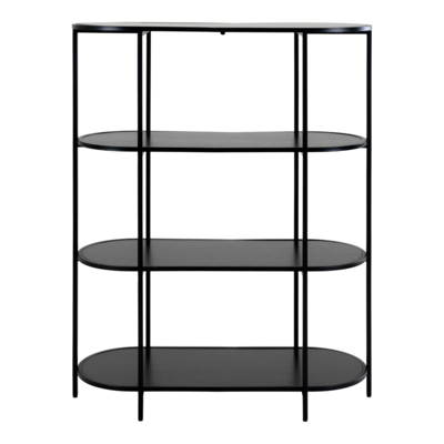 Houten ovale open kast Karen zwart - 85 x 111 cm