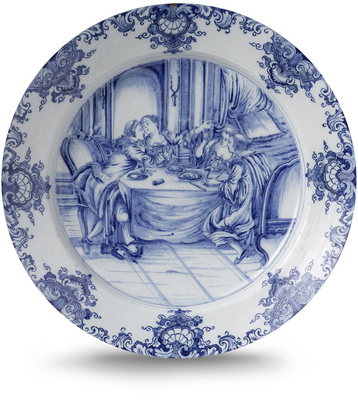 Rond schilderij aluminium Delfts blauwe borden