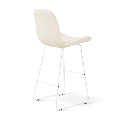 Barkruk Nino-Fé wit onderstel rib beige 75 cm
