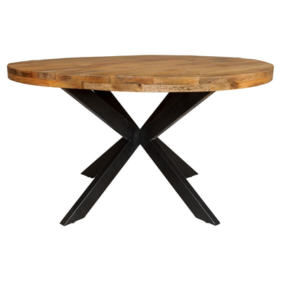 Ronde mangohouten eettafel Marcela met matrix onderstel - 4 formaten
