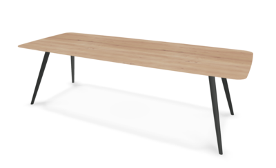 They &amp; Me eettafel Joy – bootsvorm – eiken rustiek bianco olie – onderstel TM100 antraciet