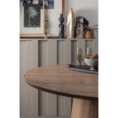 Maan eettafel rond mdf donkerbruin o120 cm