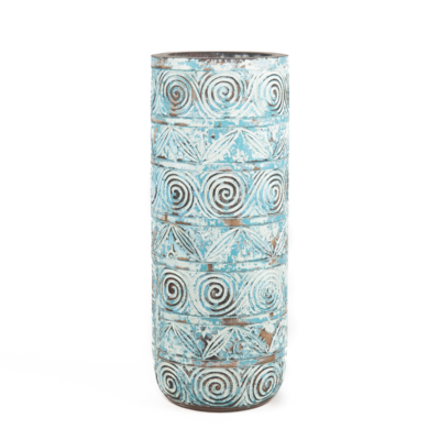 Vaas handgesneden hout turquoise
