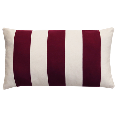 Kussen linnen streep bordeaux ecru