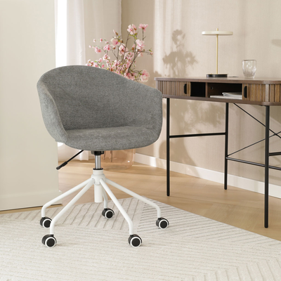 Nout-Otis bureaustoel wit onderstel - Gestoffeerde zitting met armleuningen