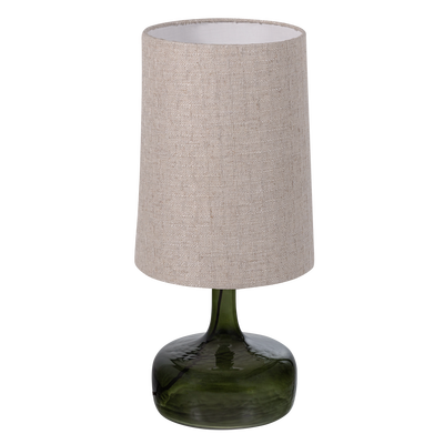 Luma tafellamp glas groen/kap naturel