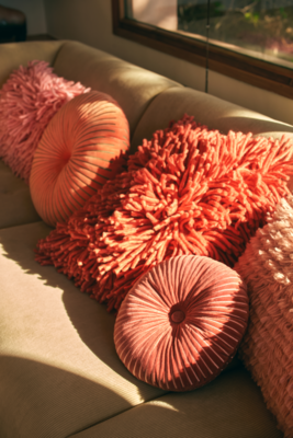 HKliving Round ripple cushion burgundy
