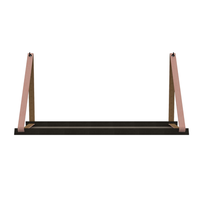 Stalen wandplank 70x20cm - incl. leren plankdragers