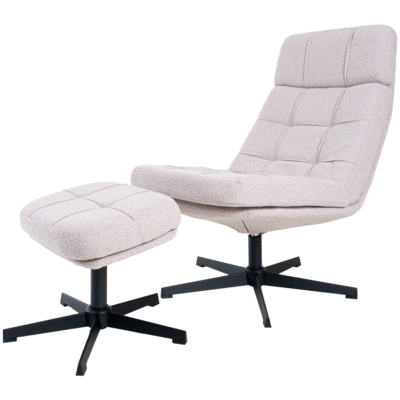 Fauteuil met hocker Aiden bouclé