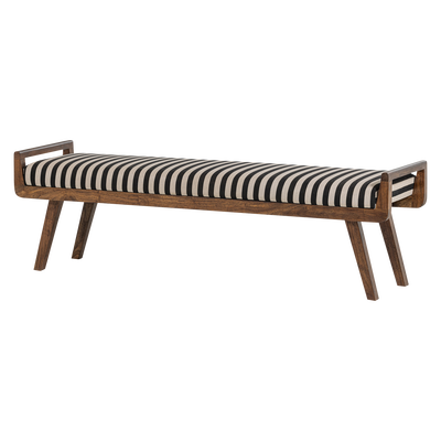 Valo bankje hout bruin met streepstof zwart/wit