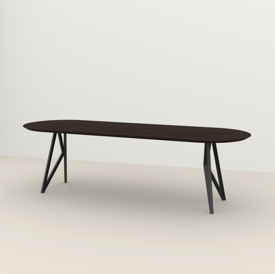 Studio HENK tafel Butterfly Plat ovaal - zwart frame, gerookte beits