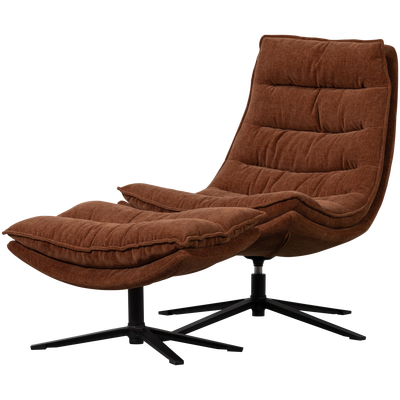 Kube draaifauteuil met hocker bruin