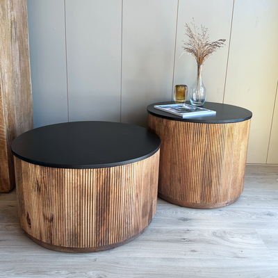 Old Inn Wonen salontafel Rome box zwart/bruin klein