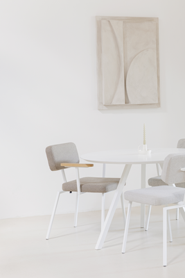 Studio HENK tafel Butterfly Rond Quadpod - wit frame, hardwax light 3041