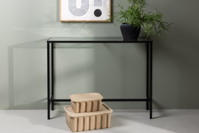 Toa Sidetable - 100 x 30 cm - Zwart met Glas