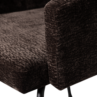 Mount eetkamerstoel met armleuning 3d chenille middenbruin