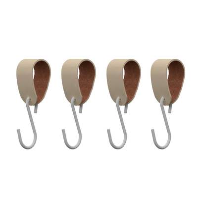 S-haakje Wit + leren hanger - Maat S - set van 4 - HOYA Living