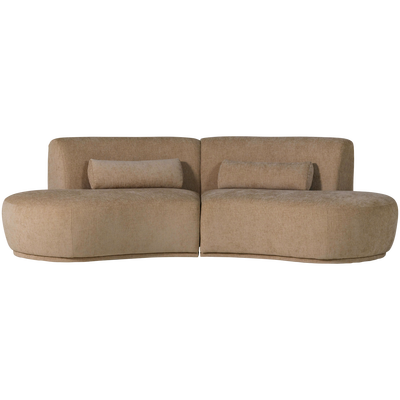 Batavier half ronde bank 4-zits velvet lichtbruin melange