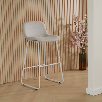 Barkruk Nino-Mats wit 75 cm - Gestoffeerde lage zitting