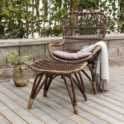 Tuin fauteuil Aida - met voetenbankje en zitkussen