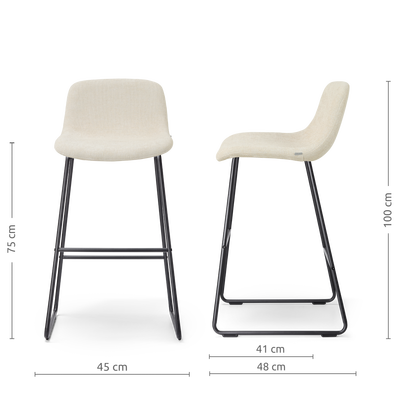 Barkruk Nino-Mats zwart onderstel 75 cm