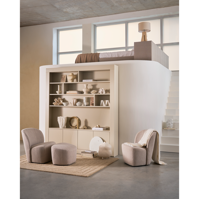 Lofty hocker boucle staalgrijs
