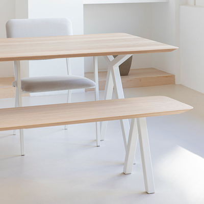 Studio HENK tafel Slim X-type Rechthoekig - wit frame, hardwax light 3041