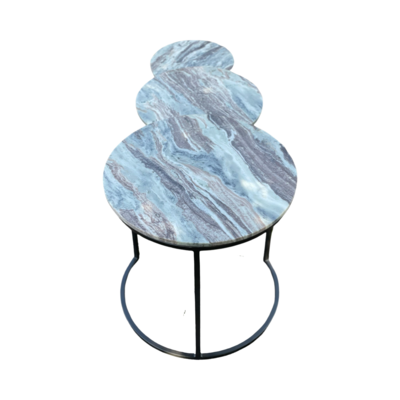 Bijzettafel rond Steen marmer blad - set van 3