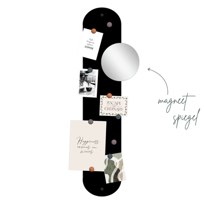 Luxe industriële magneetbord HAMZA inclusief magneetjes - Zwart - Metaal / Kunststof