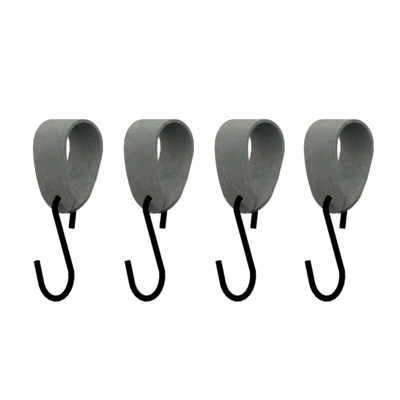 S-haakje Zwart + leren hanger - Maat S - set van 4