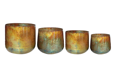 Plantenpotten gold/green (set van 4)