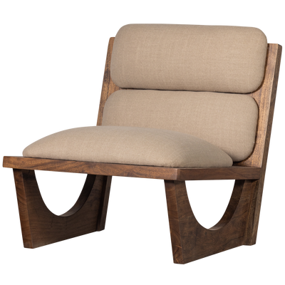 Opulent fauteuil boucle/hout naturel