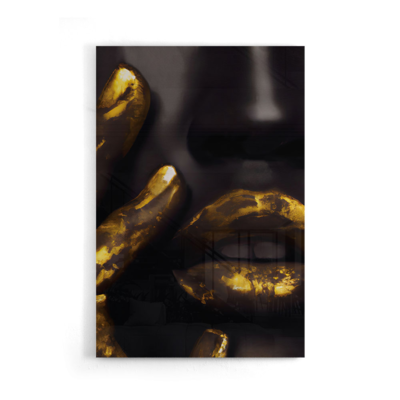 Walljar acrylglas schilderij - Golden Lips