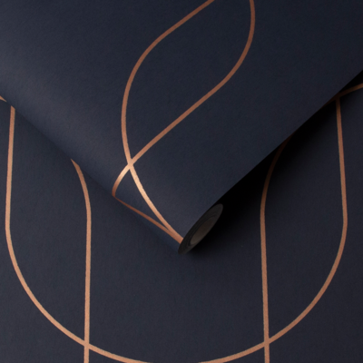 Graham &amp; Brown  vliesbehang  Palais Navy &amp; Copper