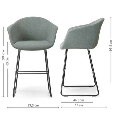 Barkruk Nino-Otis gestoffeerd met zwart onderstel (zithoogte 65 cm)