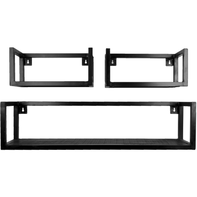Wandplank Vintage zwart klein – set van 3