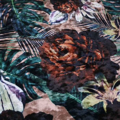Kussen velvet flower leaves