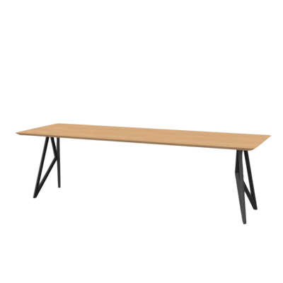 Studio HENK tafel Butterfly Rechthoekig - zwart frame, hardwax light 3041 260 x 90 cm | HWO NL 3041 | Verjongde Rand | Frame Zwart