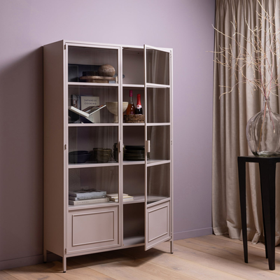Ronja vitrinekast xl metaal soft pink