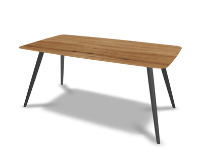 They &amp; Me eettafel Joy – bootsvorm – eiken rustiek lak– onderstel RAL9017 verkeerszwart