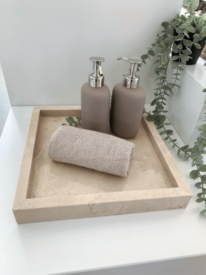 Marmer dienblad 30x30cm - beige