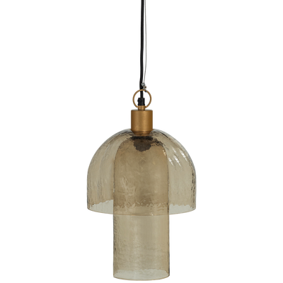 Gigi hanglamp dubbele kap gehamerd glas naturel