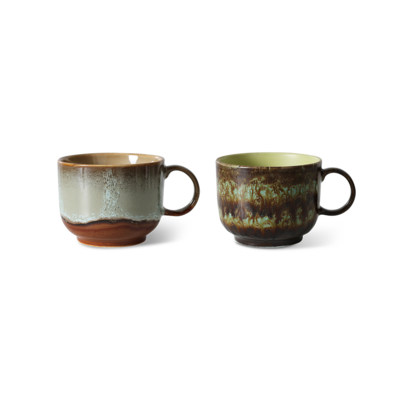 HKliving tea cups Odyssey (set of 2)- 70's Ceramics