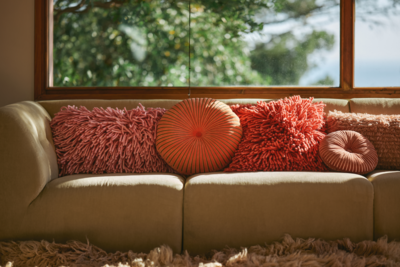 HKliving Round ripple cushion burgundy
